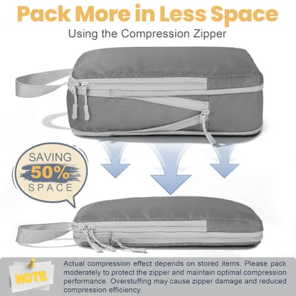 8-Set Compression Packing Cubes for Travel - color: Dark Gray, size: 8-Set