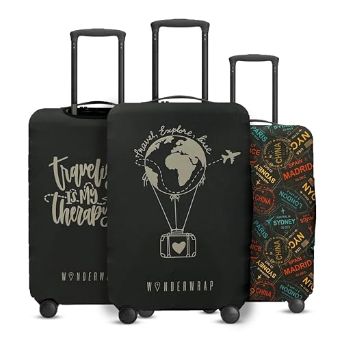 Reversible Travel Luggage Covers - 3 in 1 Design Carry on Cover - color: Black Hot Air Balloon, size: Small (48-53 x 32-36 x 20-24cm)