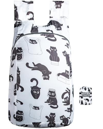 Nanobag Daypack 16L Ultralight Packable Foldable Travel Backpack for Hiking - color: Cats
