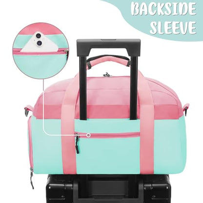 Initial Kids Duffle Bag for Boys or Girls, Kids Overnight Bag with Shoe Compartment, Personalized Weekender bags, Birthday Gifts for Women Boys Girls(Pink Green-Letter M) - color: Pink Green, style: M
