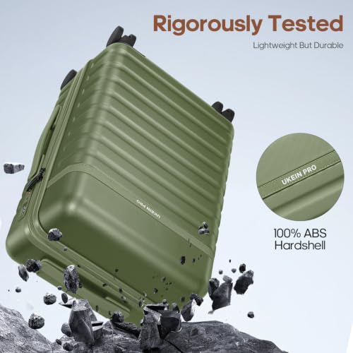 Luggage Sets 7 Piece,Hardside Large Checked Suitcase with Backpack Set - color: Amry Green, size: 7-Piece Sets