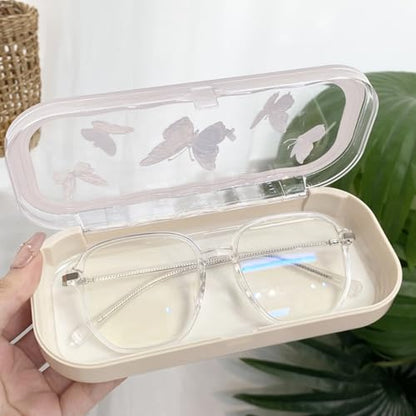 Glasses Case Hard Shell, Clear Eyeglass Case, Cute Holder for Sunglasses and Reading Glasses - color: Butterfly