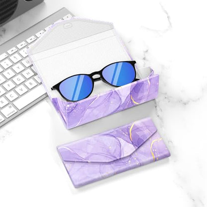 Sunglasses Case, Foldable Glasses Case, Magnetic Hard Shell Folding Holder - color: Dream Purple, style: 2 Pcs