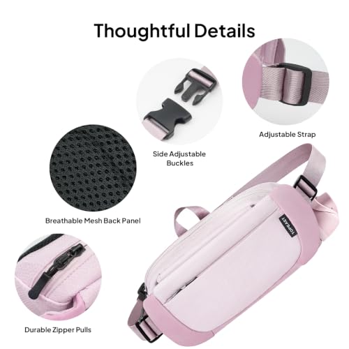 TOPEAST Waist Pack Large Capacity Fanny Pack with Water Bottle Pocket - color: Pink
