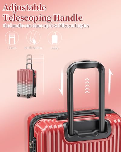 Luggage Sets 2 Piece Expandable Suitcases Set, 20/24Inch - color: GlossyRed, size: 2-piece(20"/24")