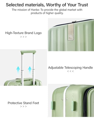 Hanke 16 Inch Small Carry On Luggage, Top Opening Aluminum Frame Suitcase - color: Bamboo Green, size: 16 Inch