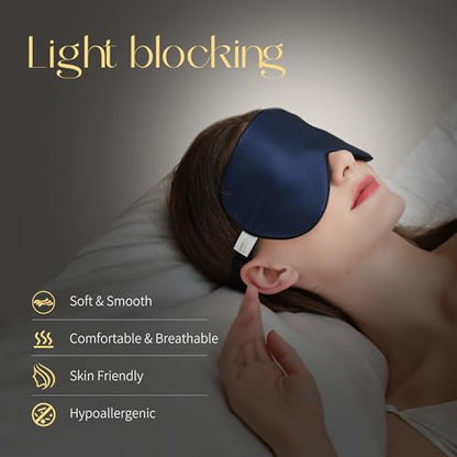 ZIMASILK Adjustable 100% Mulberry Silk Sleep Mask - color: 1 Pack - Navy Blue