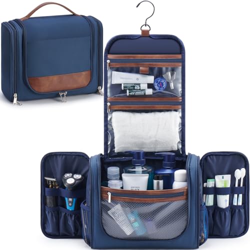Ralnitote Toiletry Bag for Men, Large Hanging Travel Toiletry Bag, Navy - color: Navy