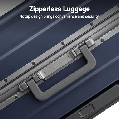LEVEL8 Zipperless Large Suitcases Hardshell Checked Luggage 28 Inch, Blue - color: Blue, size: Checked 28 Inch