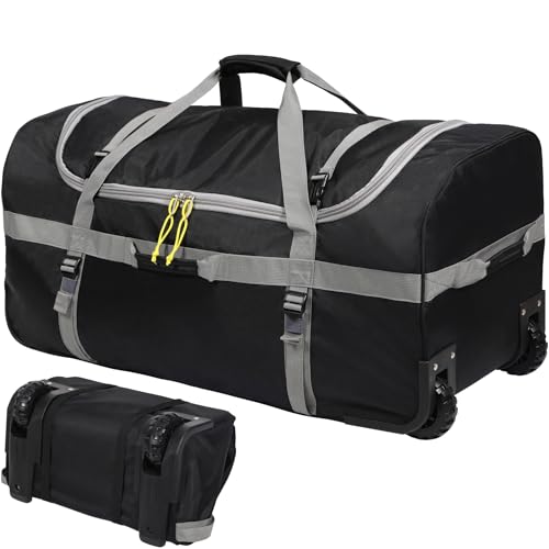 REDCAMP 30" Foldable Rolling Duffle Bag with Wheels for Travel Carry on - color: Black 120L‑2 Wheels