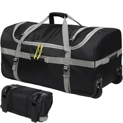 REDCAMP 30" Foldable Rolling Duffle Bag with Wheels for Travel Carry on - color: Black 120L‑2 Wheels
