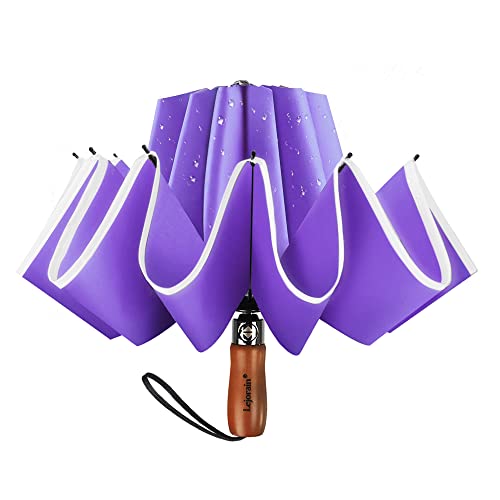 Reverse Umbrella 50 Inch Large Golf 10 Rib Auto Open Close Rain Travel - color: 04.Purple