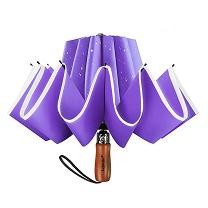 Reverse Umbrella 50 Inch Large Golf 10 Rib Auto Open Close Rain Travel - color: 04.Purple