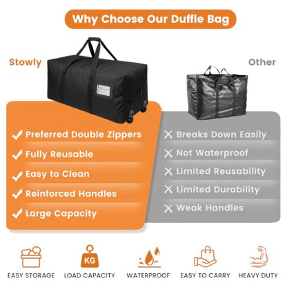 2 Pack Heavy Duty Moving Bags with Wheels, 92L Large Duffle Bag for Travel