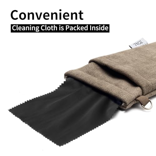 Face Shadow Double Glasses Case Soft Eyeglass Case For Women Men - color: Canvas Brown