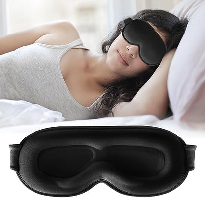 Sleep Mask for Lash Extensions, 3D Contoured Weighted Eye Cover - color: Black