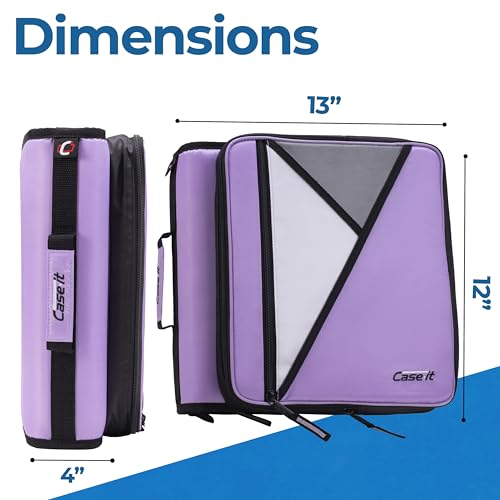 Case-it School Zipper Binder | 2-Inch O-Rings | 350-Sheet | LT-007 Lavender - color: Lavender Lt-007, size: 1 Pack