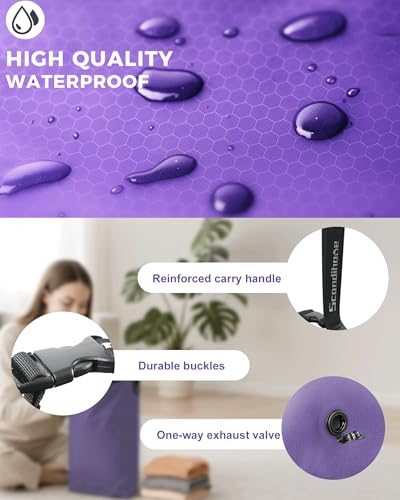 Travel Laundry Bag, Pump-free Vacuum Compression Dirty Clothes Bag, Medium Reusable Waterproof & Washable Laundry Bag, Wet and Dry Bag, Ideal for Suitcases, Laundromats (1 Pack) Purple - color: Purple, size: 17.5" L × 13.5" W × 5" H