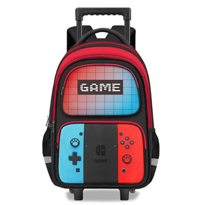 TILYTADLY Boys Rolling Backpack for Kids - Gamer Kids Rolling Backpack with Wheels for Elementary Middle School - Roller School Bookbag,HFHTDC Wheeled Travel Bag for Boys Aged 6-18 - color: 2c-red-blue-backpack Only