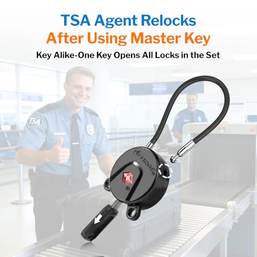 FORGE TSA Approved Key Luggage Locks, Keyed Alike, TSA006 Dimple Key Cable Locks. Black 2 Pack. - color: Black 2 Locks
