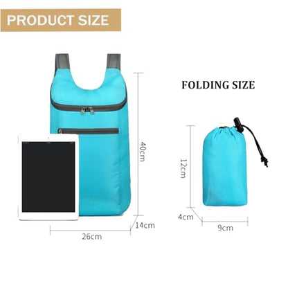 Foldable Backpack,20L Lightweight Travel Bag (Lake blue) - color: Lake Blue