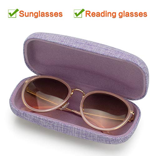 Vemiss Hard Shell Sunglasses Case, Large Linen Fabric Protective Glasses Case for Men Women - color: Purple 2, size: Sunglass Case