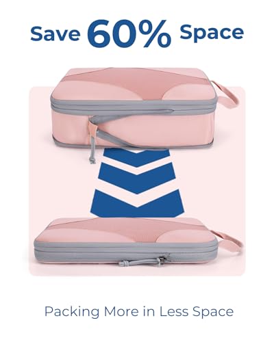 Bagsmart Compression Packing Cubes, Travel Bag Cruise Ship Essentials - color: Baby Pink, size: 6 Set