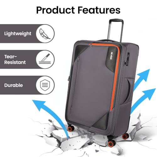 Suitcases w/Wheels 32 inch Luggage,Large Softside Suitcase - color: Grey, size: Checked-Extra Large 32-Inch