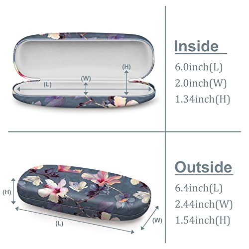 FINTIE Hard Shell Eyeglasses Case, Portable Protective Glasses Cover - color: Blooming Hibiscus