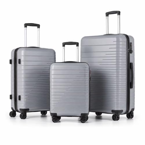 3-Piece PP Hardshell Luggage Set, Lightweight Durable Suitcases with 4 Silent Spinner Wheels, TSA Lock & Scratch-Resistant Surface, 20"/24"/28", Dark Grey - color: Dark Grey