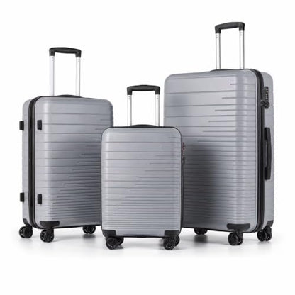 3-Piece PP Hardshell Luggage Set, Lightweight Durable Suitcases with 4 Silent Spinner Wheels, TSA Lock & Scratch-Resistant Surface, 20"/24"/28", Dark Grey - color: Dark Grey