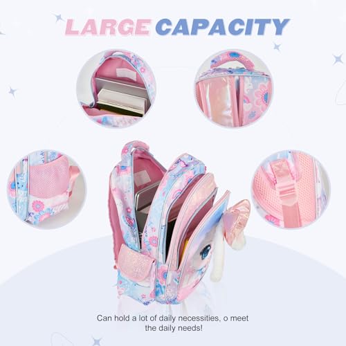 KidsPUNK Backpack for Girls Elementary:16 Inch Cute Rabbit School Bookbag - color: 16 Inch Pink Rabbit
