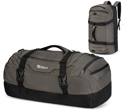 Ubon Convertible Duffel Backpack Weekender Gym Bag with Shoe Compartment - color: Grey, size: 45L
