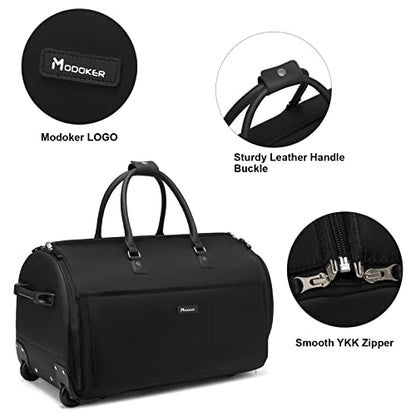 Modoker 3-in-1 Rolling Garment Duffle Bag with Wheels, 25in Black - color: 25in-Black
