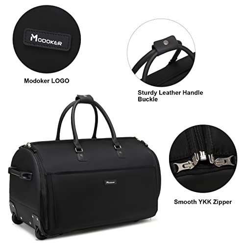 Modoker 3-in-1 Rolling Garment Duffle Bag with Wheels, 22in Black - color: 22in-Black