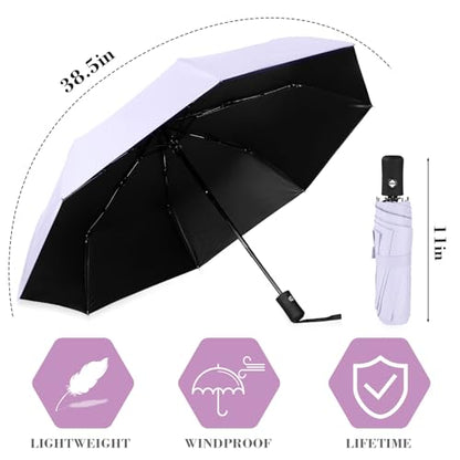 Jexine Windproof Travel Umbrella Compact Small - color: Lavender