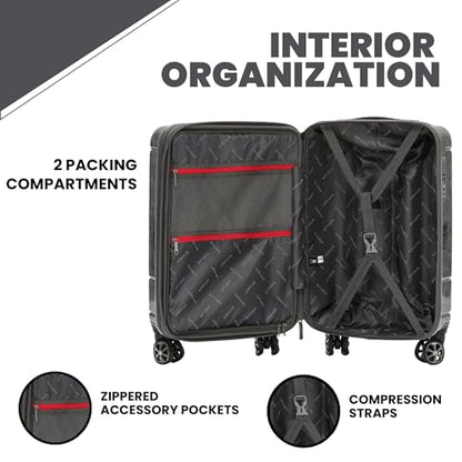 Spyder Matrix 25 Inch Expandable Hardside Upright Suitcase with 360° Spinner Wheels, TSA Approved Lock, Gray/Black - color: Gray/Black, size: Medium Checked