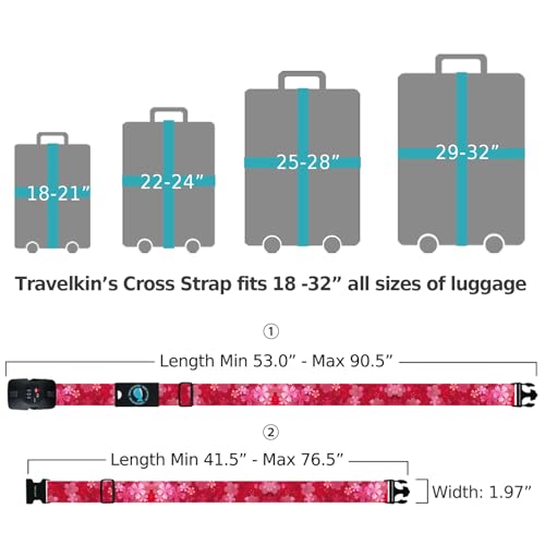 Travelkin Luggage Straps TSA Approved, Suitcase Straps with TSA Lock - color: Sakura