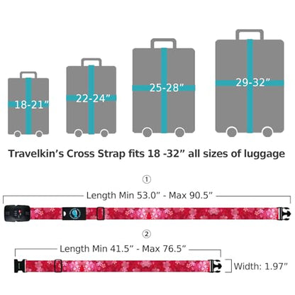 Travelkin Luggage Straps TSA Approved, Suitcase Straps with TSA Lock - color: Sakura