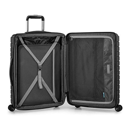 Traveler's Choice Archer Polycarbonate Hardside Spinner Luggage Set,Tie Down Straps, Black, 3-Piece - color: Black, size: 3-Piece Set