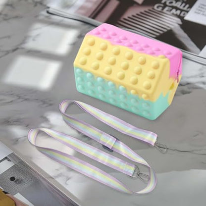 Silicone Makeup Bag Travel Cosmetic Bag Stuff Bag Makeup Pouch Cute Makeup Organizer Versatile Zipper Pouch - color: Colorful1