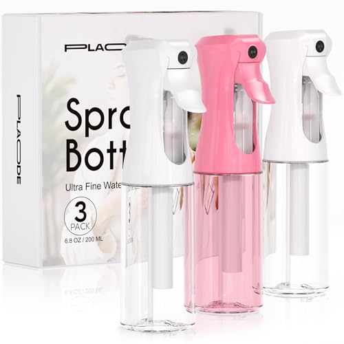 3 Pack Continuous Spray Bottle for Hair, 6.8 OZ Ultra Fine Mister Sprayer - color: Pink White White, size: (3-Pack)-6.8 Oz