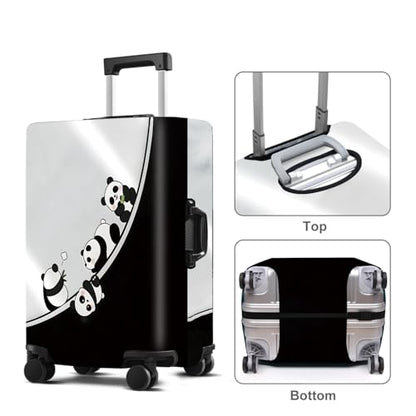 Pandas Luggage Cover Washable Suitcase Cover Protector Fit 20-22 Inch Luggage Durable Travel Bag Cover with Zipper Closure S - color: 4 pandas, size: S(20-22inch suitcase)