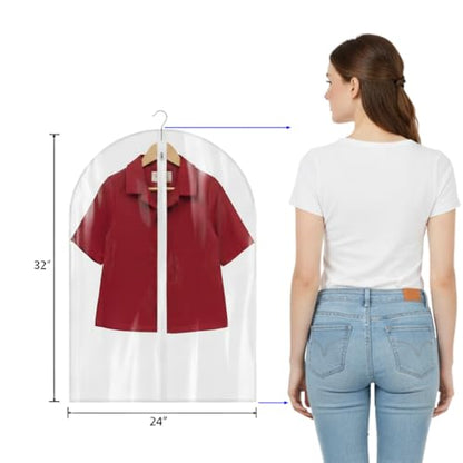 All Clear Garment Bags for Travel - 32”PEVA Waterproof Suit Cover with Zipper for Hanging Clothes, Shirts, Sweaters - Durable Dresser for Closet Storage, Dustproof & Moisture Resistant - 32”/2 Pack - size: 32" -2 Pack