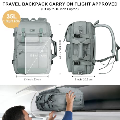 PIJUSHI Travel Backpack Convertible Carry On Duffel Shoulder Bag for Daily - color: Updated Grey Blue