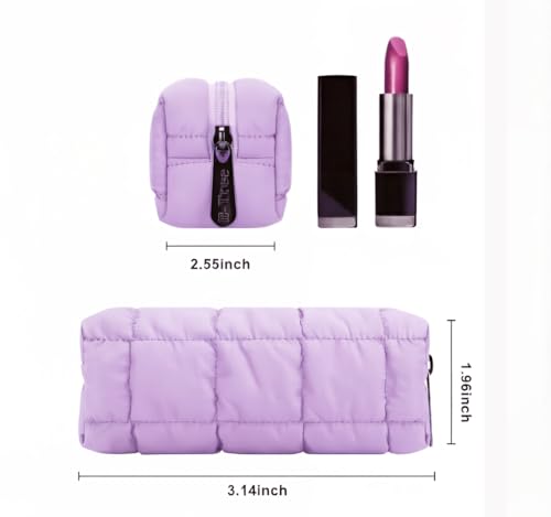 E-Tree Quilted Pencil Case,Makeup Brush Bag,Toiletry Pouch Organizer,Purple - color: Purple