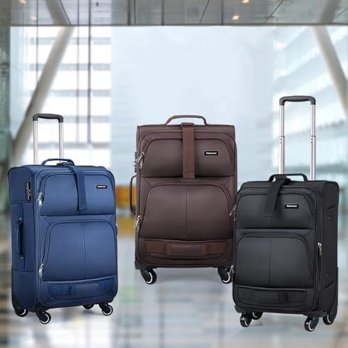 Hanke 24 Inch Softside Expandable Checked Luggage with 4 Spinner Wheels - color: Blue, size: 24 Inch