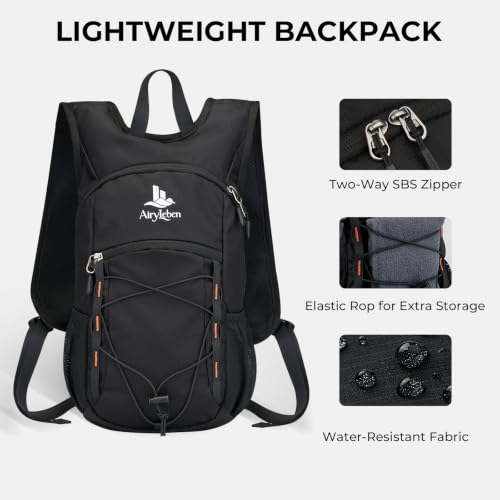 14L Small Hiking Backpack, Packable Travel Daypack for Men Women - color: Black