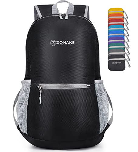 ZOMAKE Lightweight Packable Backpack, Foldable Small Travel Day Pack - color: Black