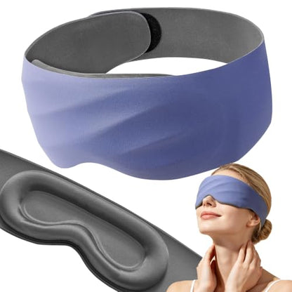 Weighted Sleep Mask, 3D Blackout Eye Mask Glass Beads Travel - color: Blue